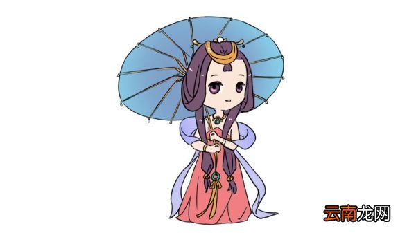 古风女生撑伞简笔画