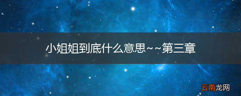 小姐姐到底什么意思~~第三章