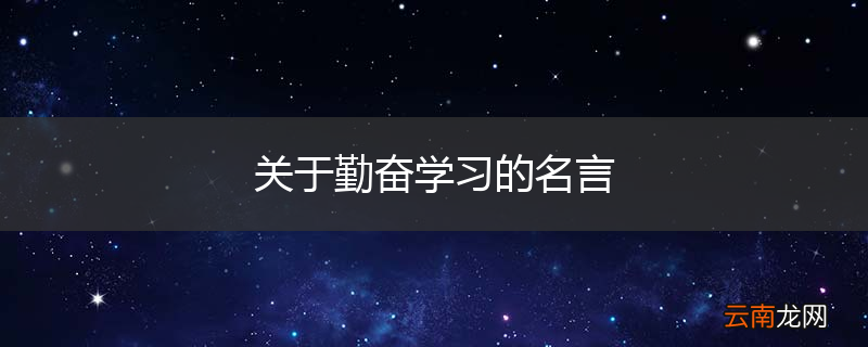 关于勤奋学习的名言