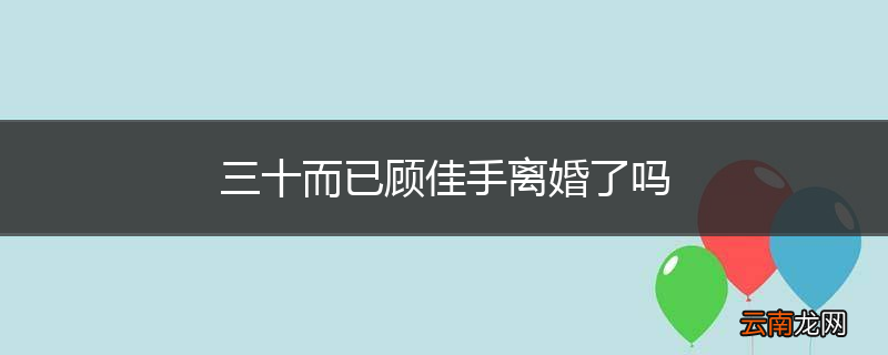 三十而已顾佳手离婚了吗