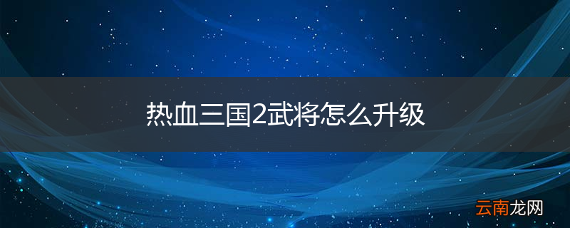 热血三国2武将怎么升级
