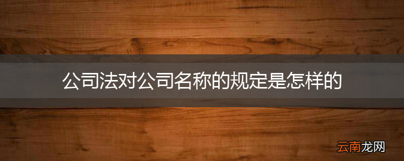 公司法对公司名称的规定是怎样的