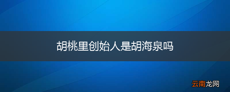 胡桃里创始人是胡海泉吗