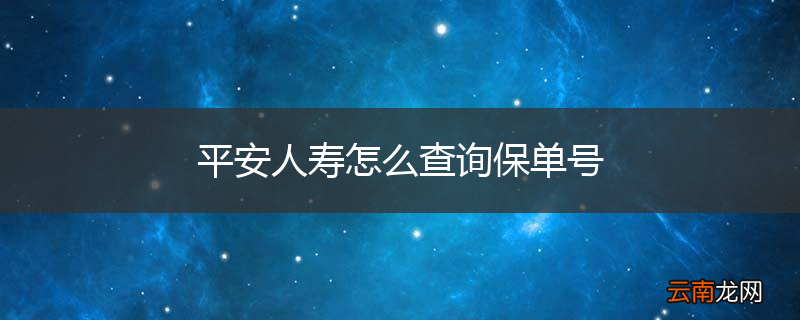平安人寿怎么查询保单号