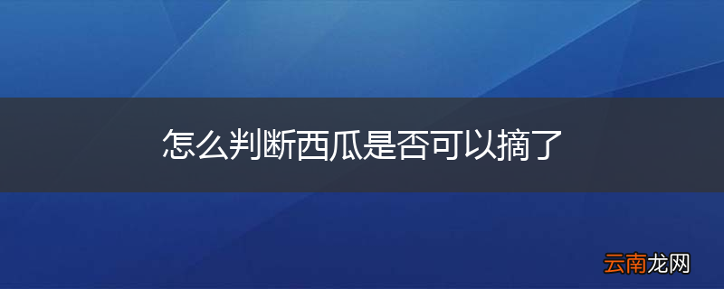 怎么判断西瓜是否可以摘了