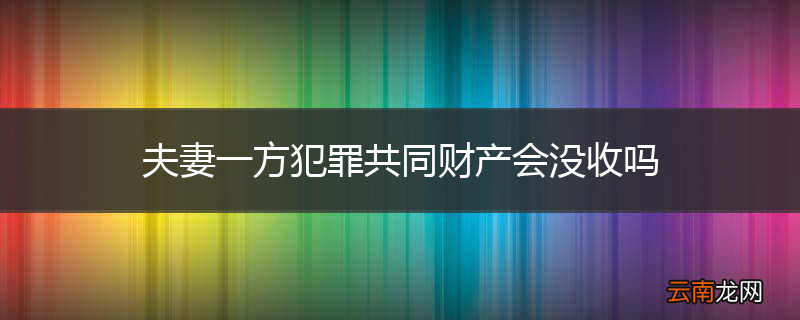 夫妻一方犯罪共同财产会没收吗