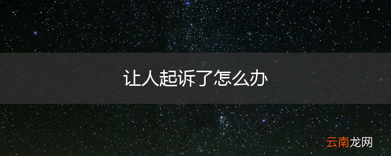 让人起诉了怎么办