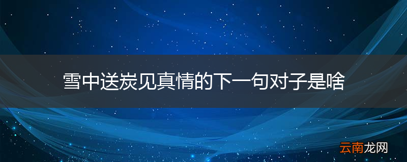 雪中送炭见真情的下一句对子是啥