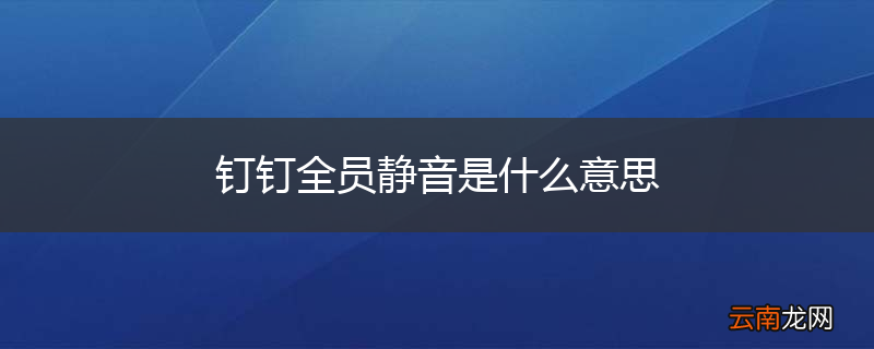 钉钉全员静音是什么意思