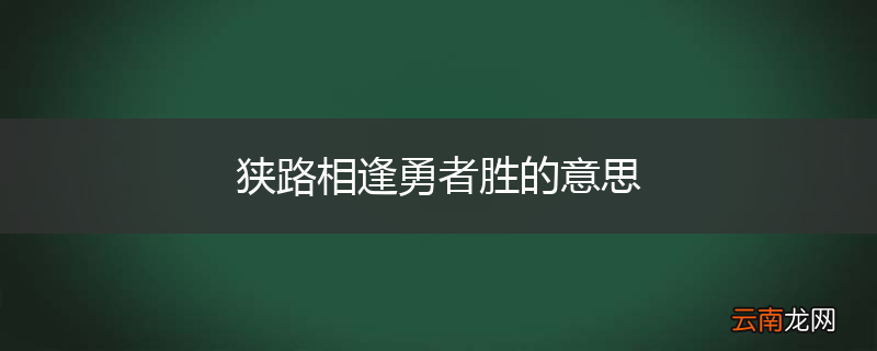 狭路相逢勇者胜的意思