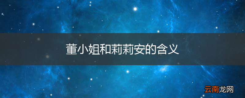 董小姐和莉莉安的含义
