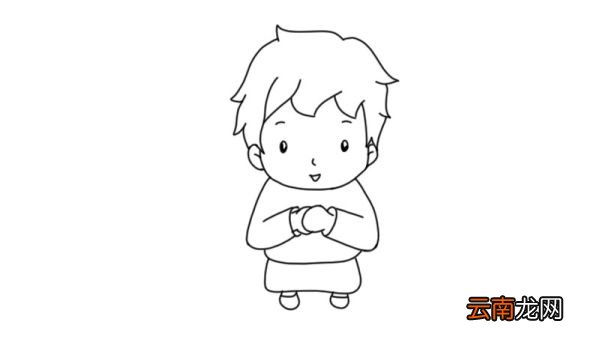 拜年的小孩简笔画