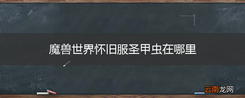 魔兽世界怀旧服圣甲虫在哪里