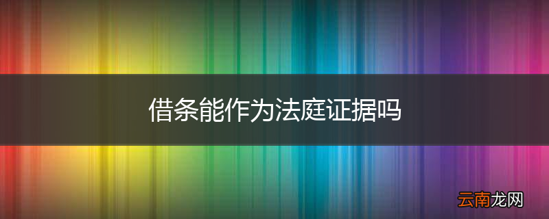 借条能作为法庭证据吗
