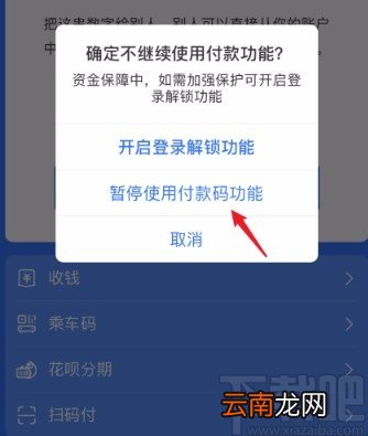 支付宝APP暂停使用二维码支付的方法