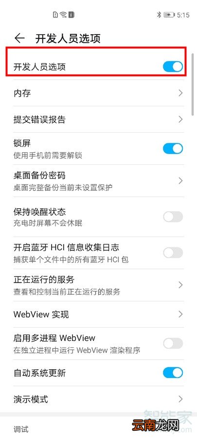 华为开发人员选项在哪里设置