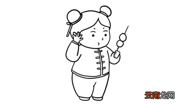 吃糖葫芦简笔画
