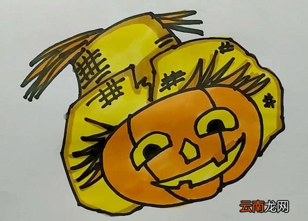 戴草帽的南瓜简笔画 戴草帽的南瓜怎么画