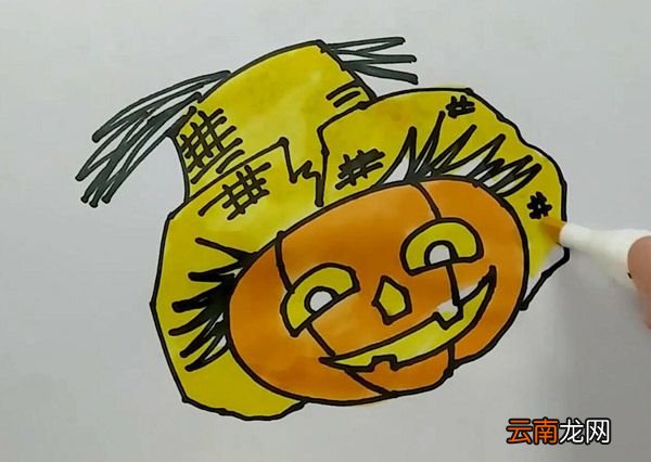 戴草帽的南瓜简笔画 戴草帽的南瓜怎么画