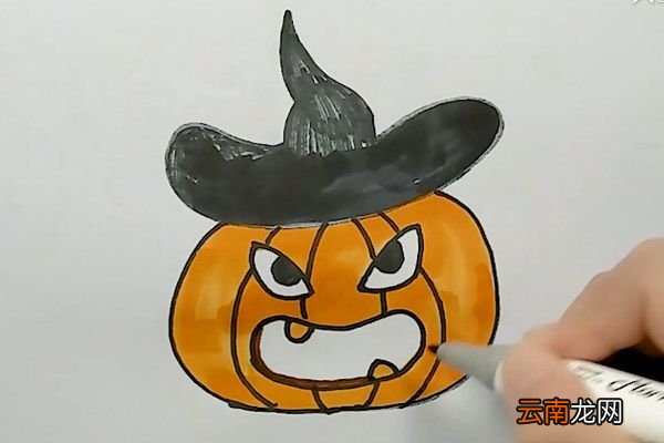 戴帽子的邪恶南瓜简笔画 戴帽子的邪恶南瓜怎么画