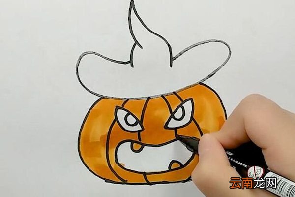 戴帽子的邪恶南瓜简笔画 戴帽子的邪恶南瓜怎么画