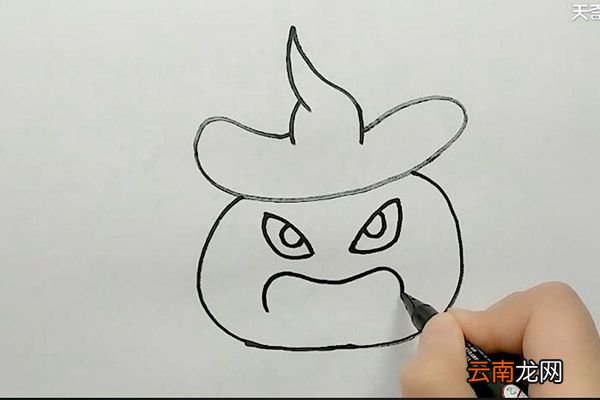 戴帽子的邪恶南瓜简笔画 戴帽子的邪恶南瓜怎么画