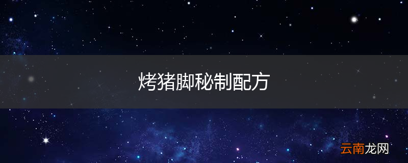 烤猪脚秘制配方