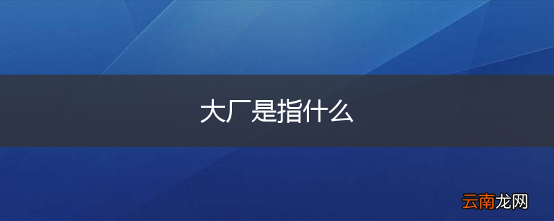 大厂是指什么