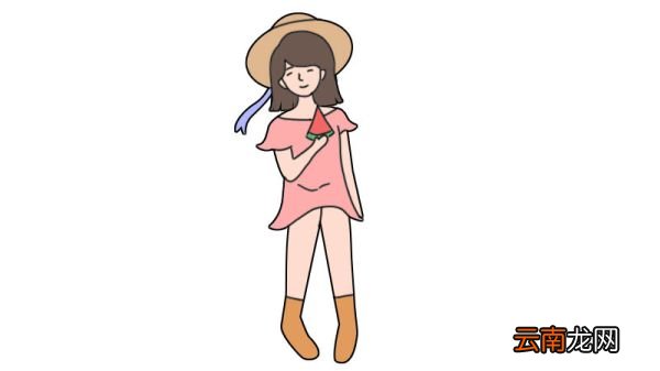 女孩吃瓜简笔画怎么画女孩吃瓜简笔画画法