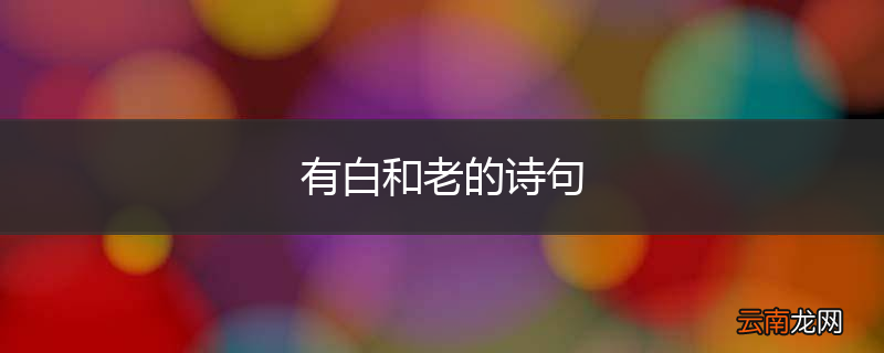有白和老的诗句