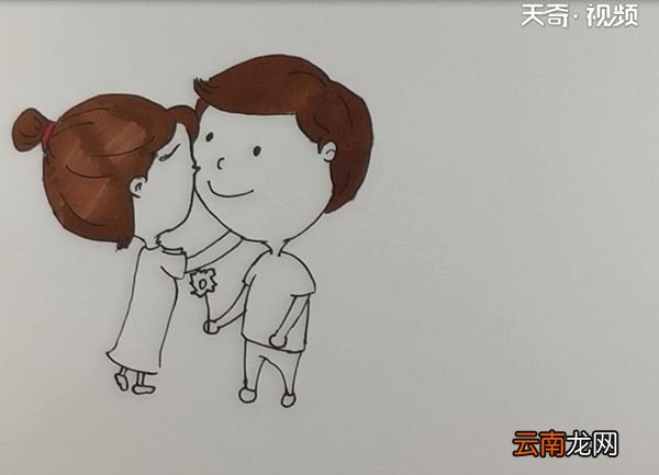 手绘情侣小人简笔画