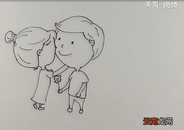 手绘情侣小人简笔画