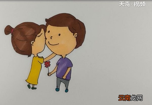 手绘情侣小人简笔画