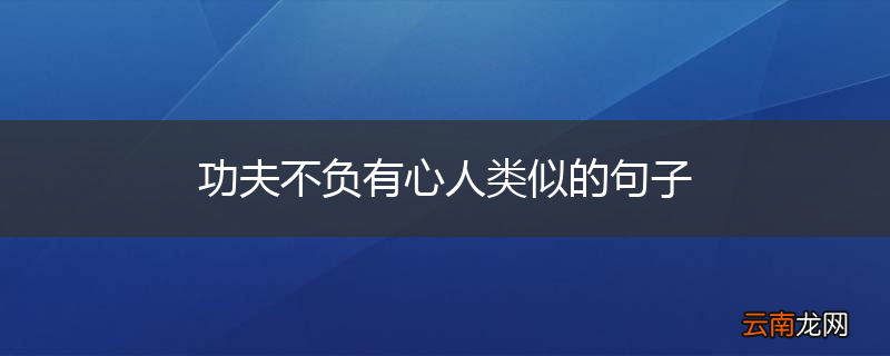 功夫不负有心人类似的句子