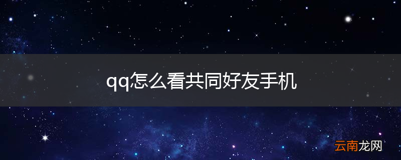 qq怎么看共同好友手机