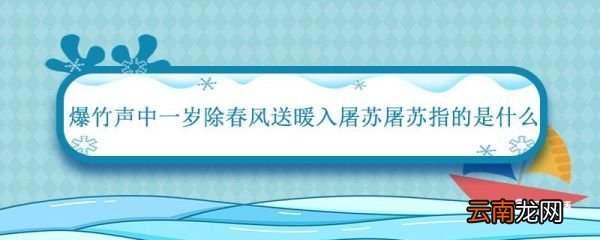 爆竹声中一岁除春风送暖入屠苏屠苏指的是什么 屠苏酒古诗