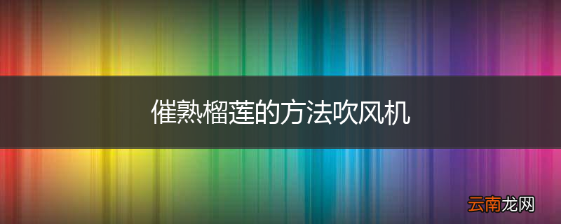 催熟榴莲的方法吹风机