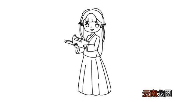 古装女孩简笔画 简单古装少女画