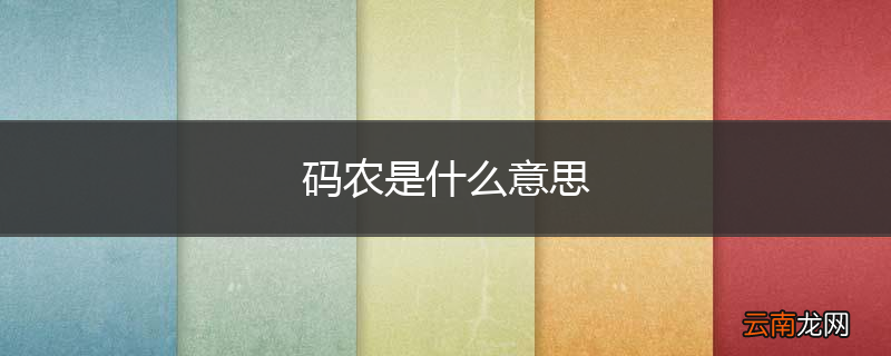 码农是什么意思