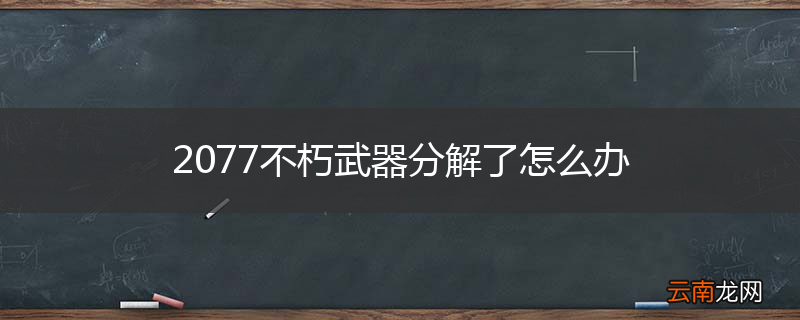 2077不朽武器分解了怎么办