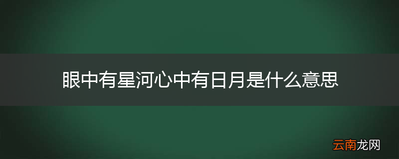眼中有星河心中有日月是什么意思