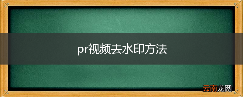 pr视频去水印方法