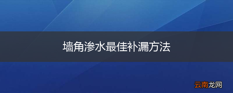 墙角渗水最佳补漏方法