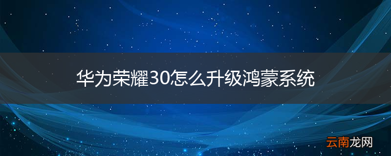 华为荣耀30怎么升级鸿蒙系统