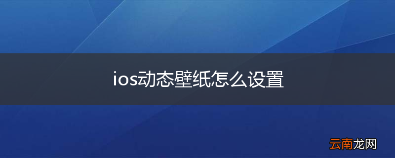 ios动态壁纸怎么设置