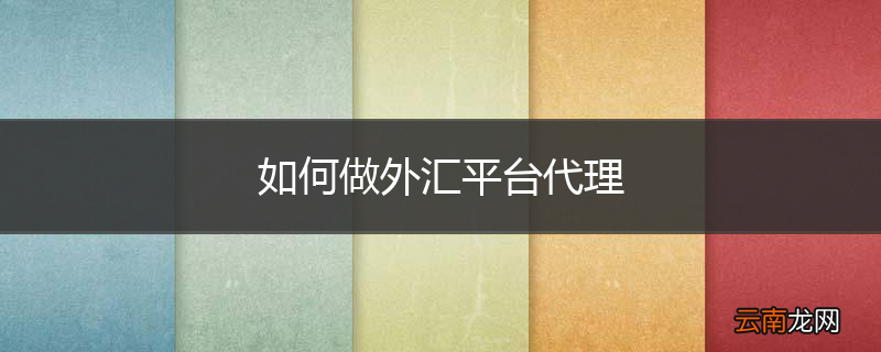 如何做外汇平台代理