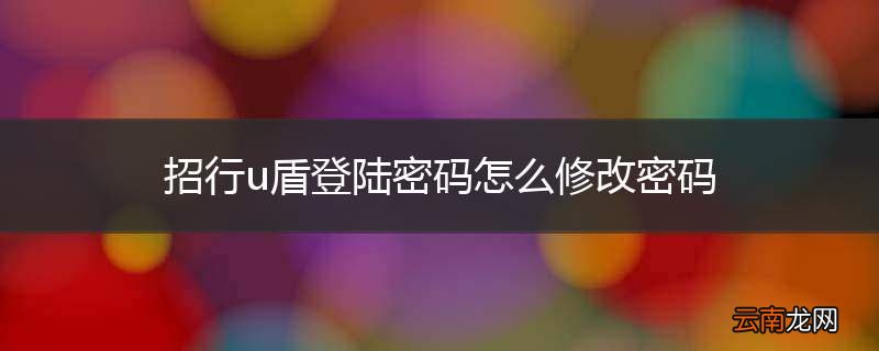 招行u盾登陆密码怎么修改密码