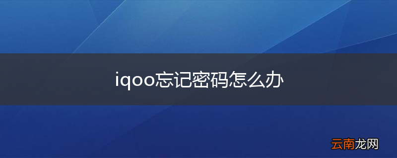 iqoo忘记密码怎么办