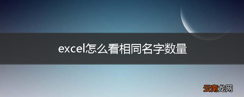 excel怎么看相同名字数量
