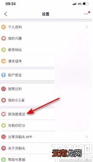 洋码头app开启消息通知的方法